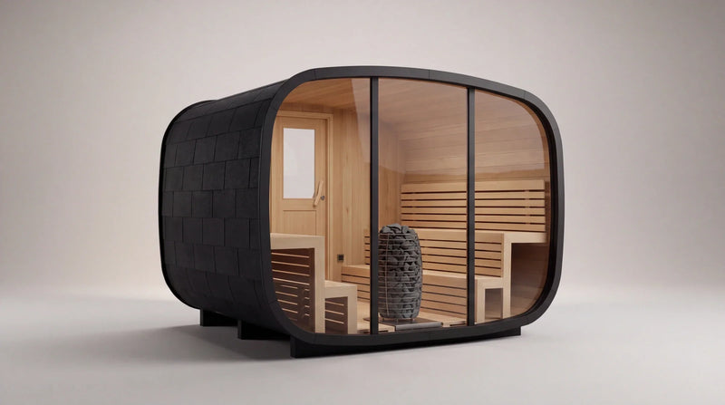 Sauna Aava mit transparenter Verglasung