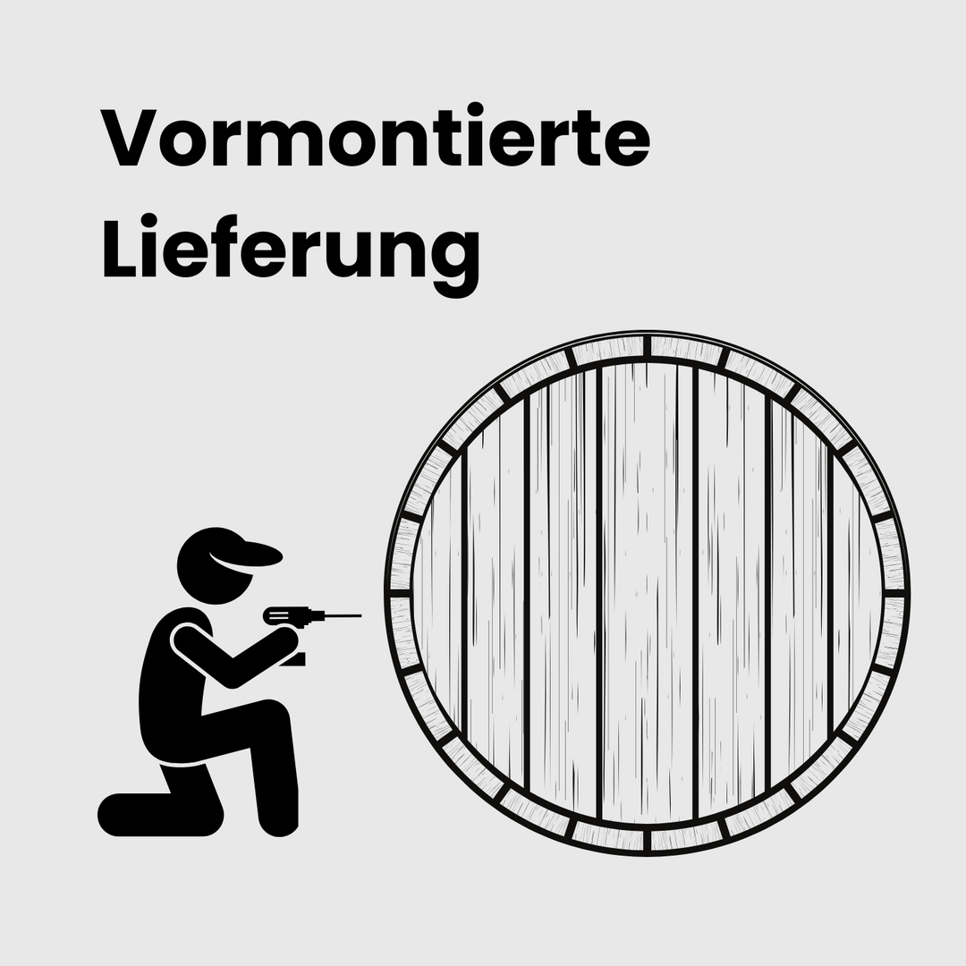 Lieferung vormontierte Fasssauna