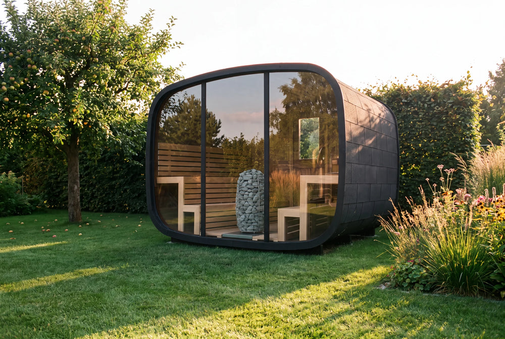 Sauna Vision im Sommergarten bei Abendsonne